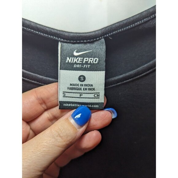 Nike Pro Dri Fit Women’s Small Black Stripe Fleece Lined Pullover Sweatshirt - Picture 5 of 14